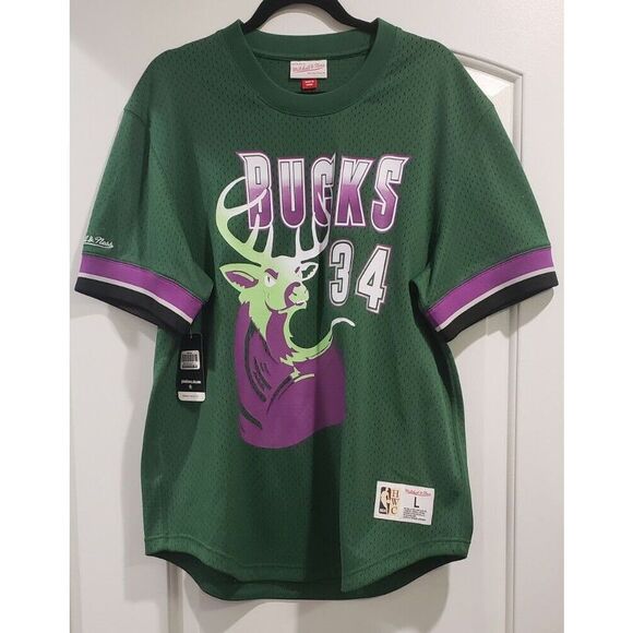 MITCHELL &‎ NESS MILWAUKEE BUCKS #34 Ray Allen Sz Large Crew-neck JERSEY NBA NWT - Picture 1 of 9
